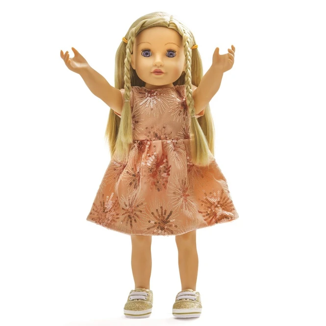 Puppen Glitzerkleid -Rosé Gold - Größe 35 - 45 Cm 1 Puppen Glitzerkleid -Rosé Gold - Größe 35 - 45 Cm