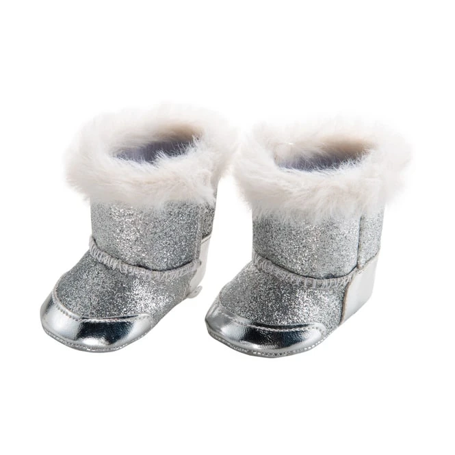 Puppen Winterstiefel Mit Fell - Größe 38-45 Cm - Silber 1 Puppen Winterstiefel Mit Fell - Größe 38-45 Cm - Silber