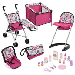Großes Puppenzubehörset - 21-teilig - Pink Dots -Trendiger Spielzeug-Discounter 4894352964099 2160642